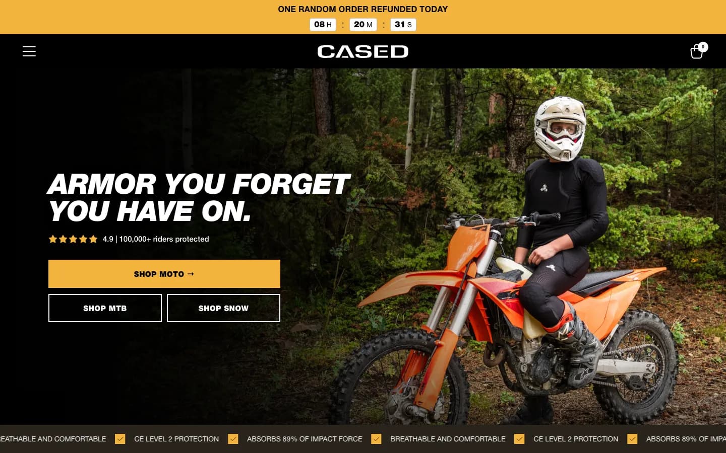 Homepage of Cased on desktop
