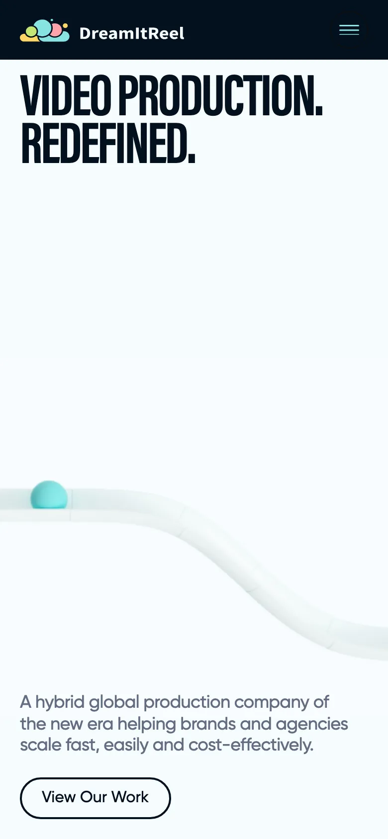 Homepage of Dream It Reel on mobile