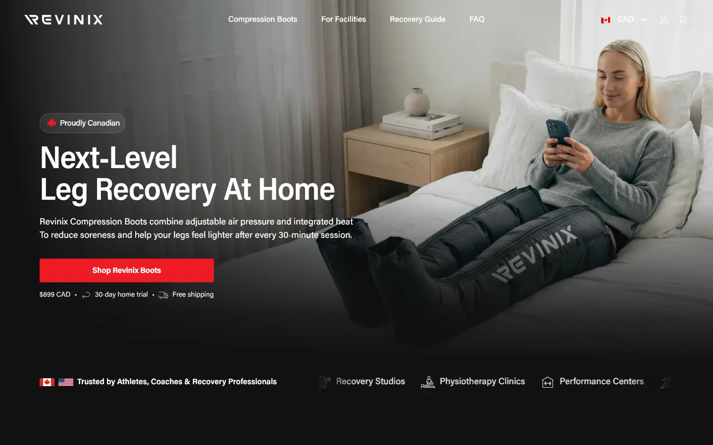 Homepage of Revinix on desktop