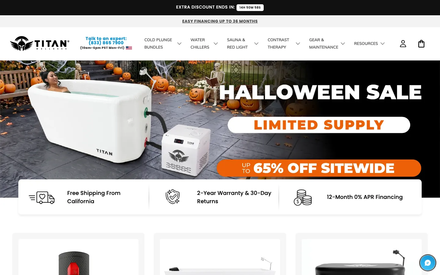 Homepage of Titan Wellness on desktop